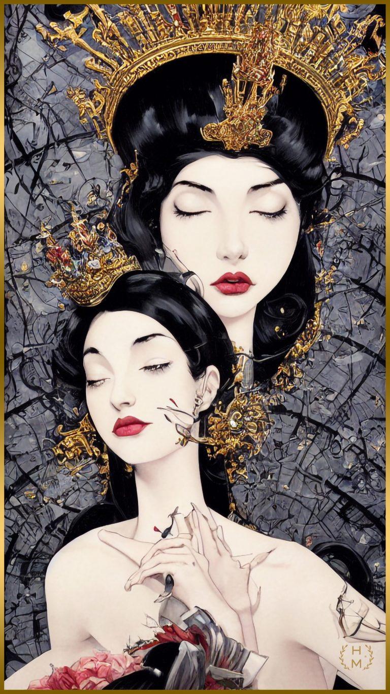 Enter a realm of enigmatic allure with HEL MORT's Diva Season® Paintings - a striking series that blends Japanese and pin-up styles with a tantalizing abstract twist. Immerse yourself in the mesmerizing artistry of HEL MORT and indulge in a world where the captivating beauty of black-haired women is celebrated in a captivating canvas of Diva Season® Paintings.